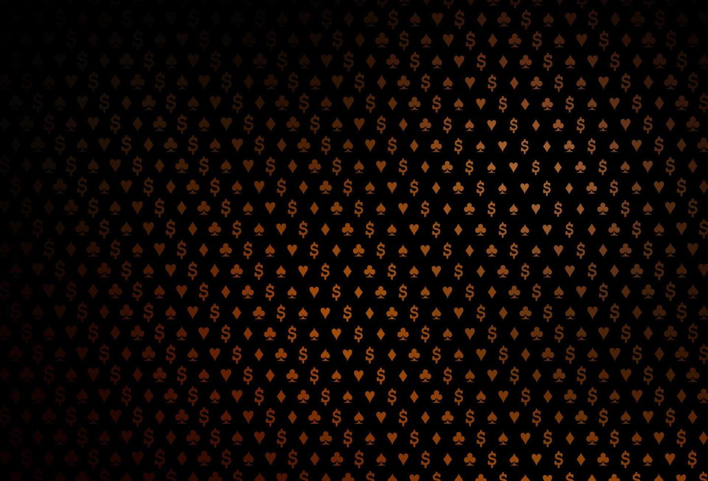 Dark orange vector texture with playing cards.