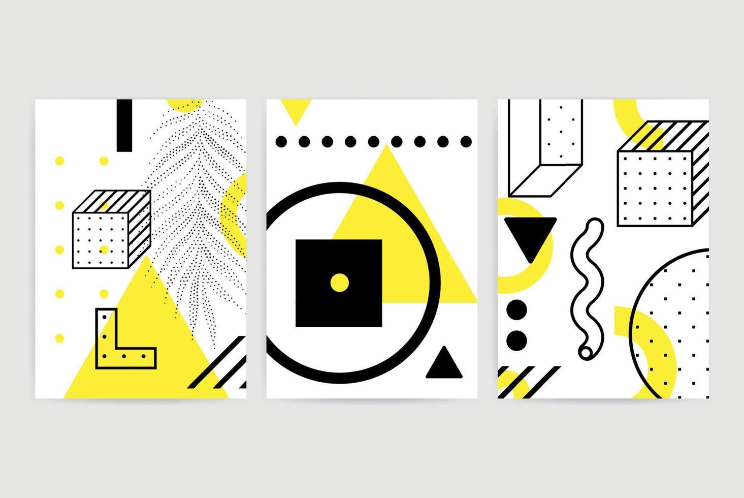 Posters set with bright bold geometric elements vector