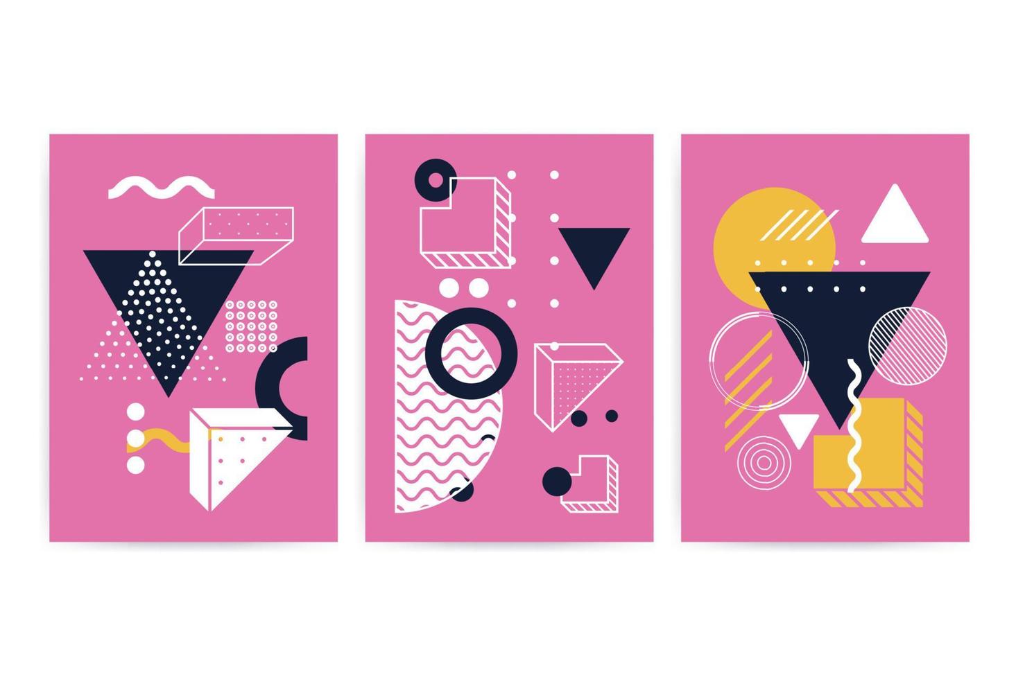 Posters set with bright bold geometric elements vector