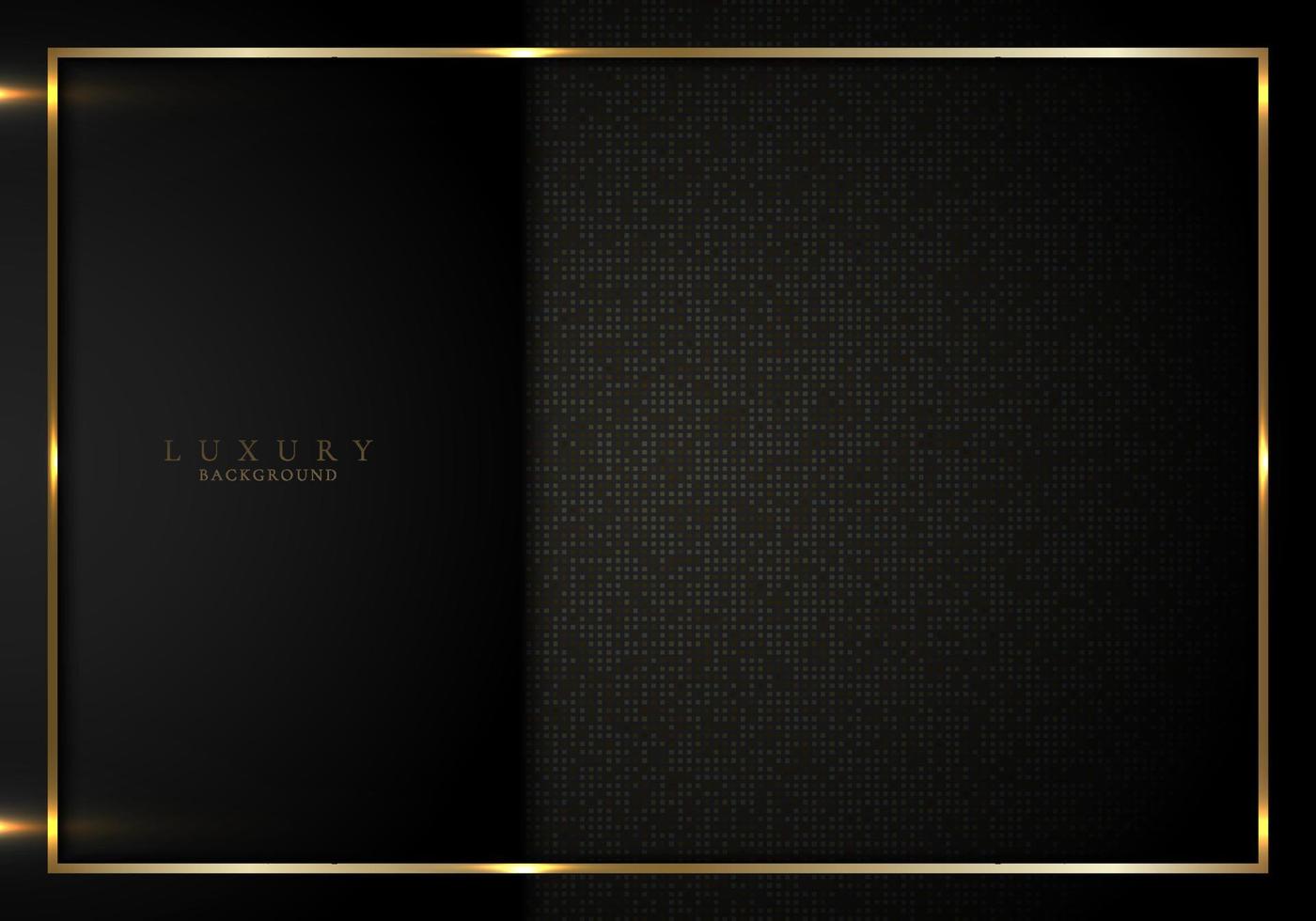 Abstract elegant 3D black stripes and golden frame on squares pattern background with lighting effect vector