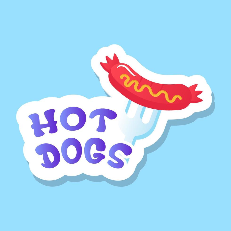 Hotdog sticker design, healthy snack vector of sausage