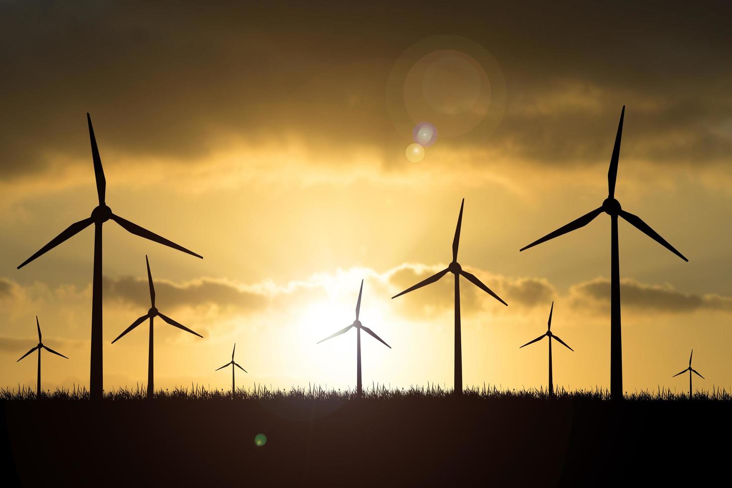Wind turbines generate energy power photo