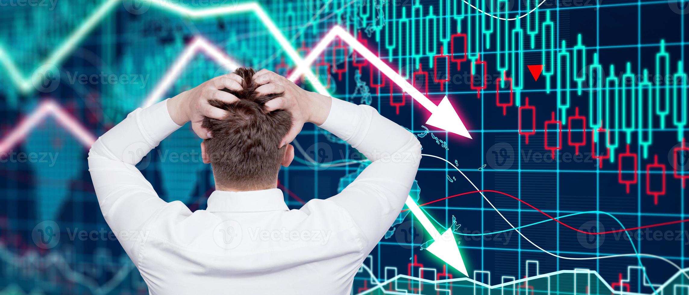 Econimical crisis concept. Spread in the world, economy is down. 3d illustration photo