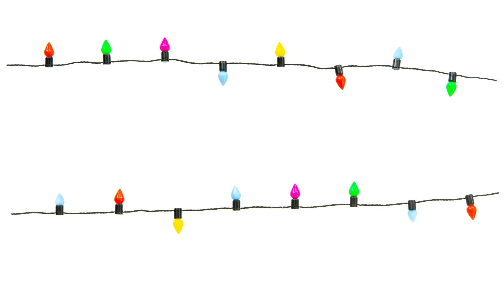 Christmas lights string isolated on white background with clipping path photo