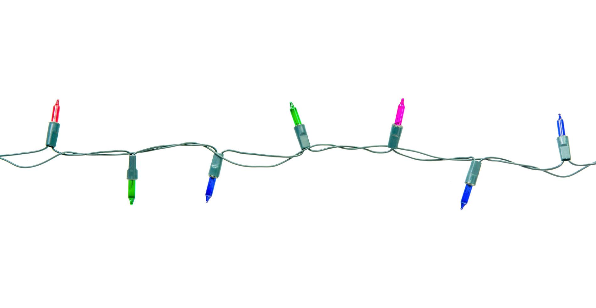 Christmas lights string isolated on white background with clipping path photo