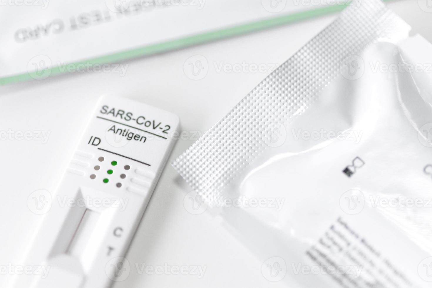 Corona virus antigen fast test. Lab card kit test for COVID-19. photo
