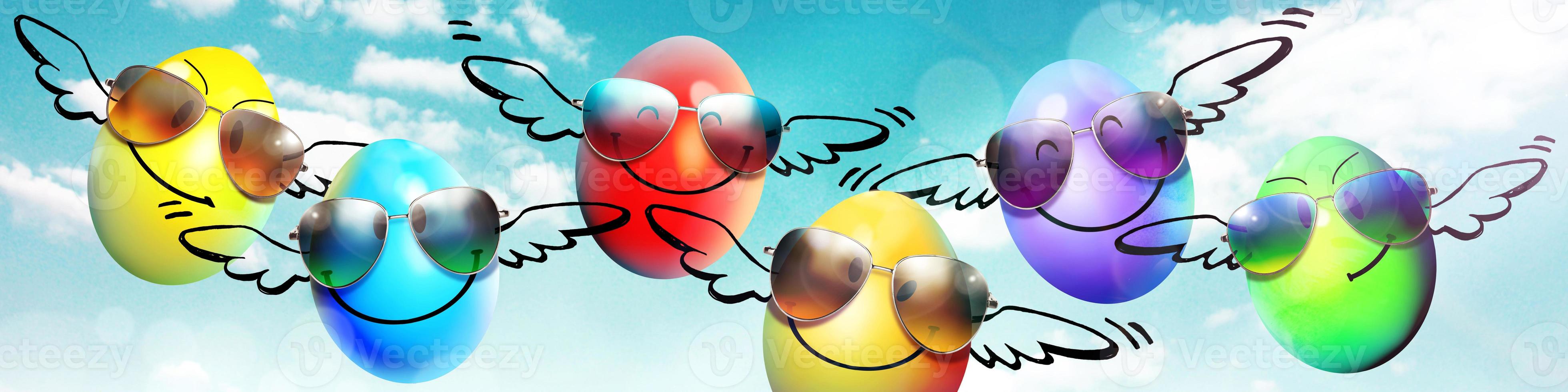 Beautiful Easter background with colorful Easter eggs photo