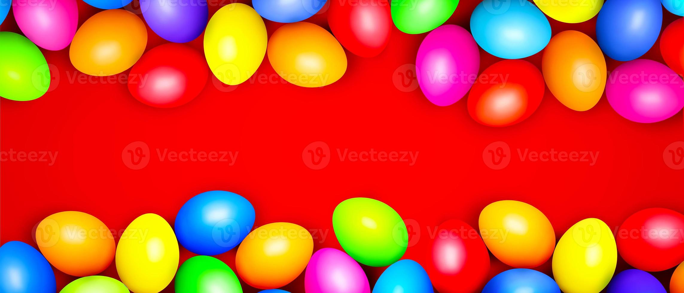 hermoso fondo de pascua con coloridos huevos de pascua. ilustración 3d foto