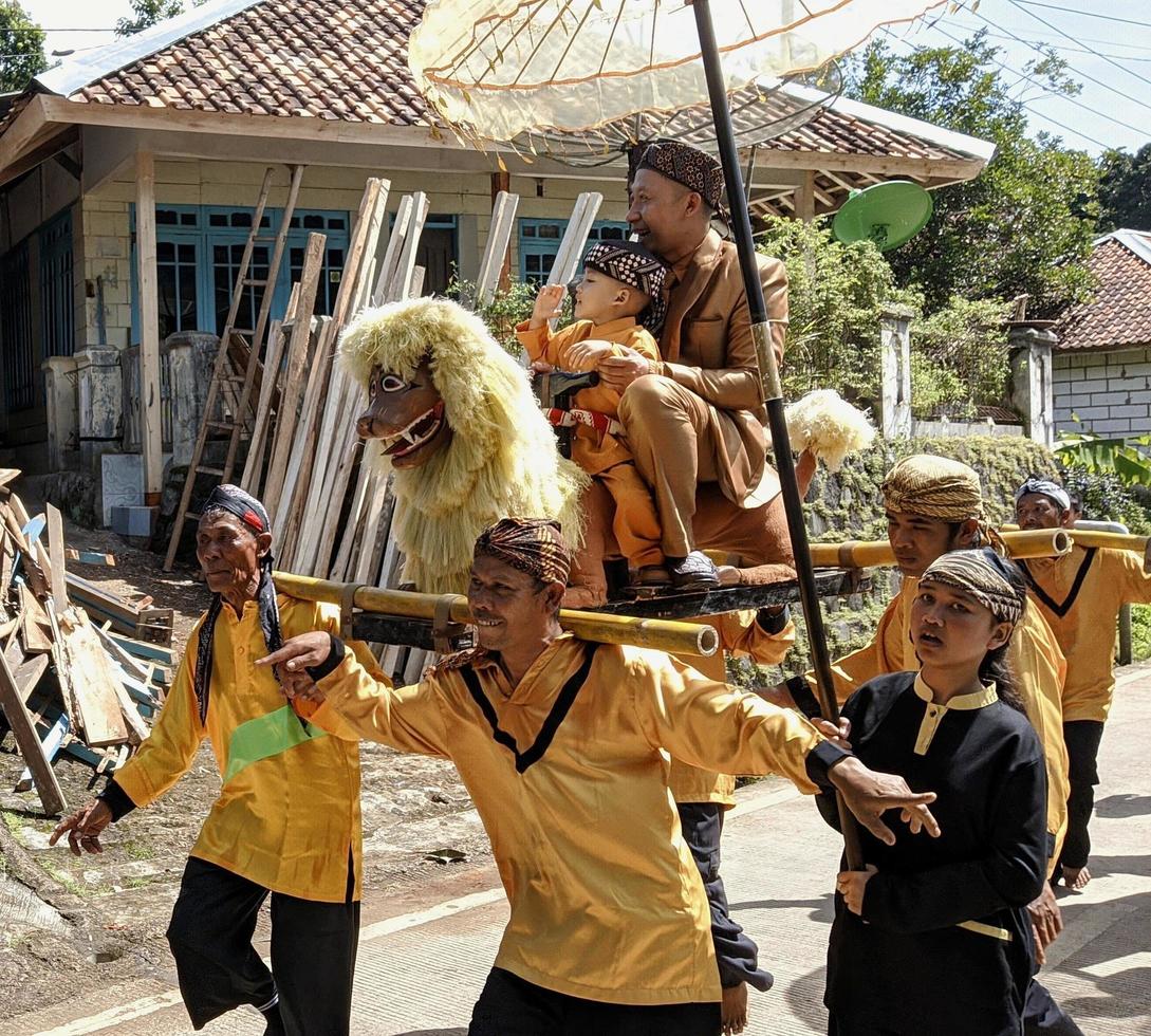 Cianjur Regency, West Java Indonesia, 2022 - Sundanese art called Sisingaan. photo