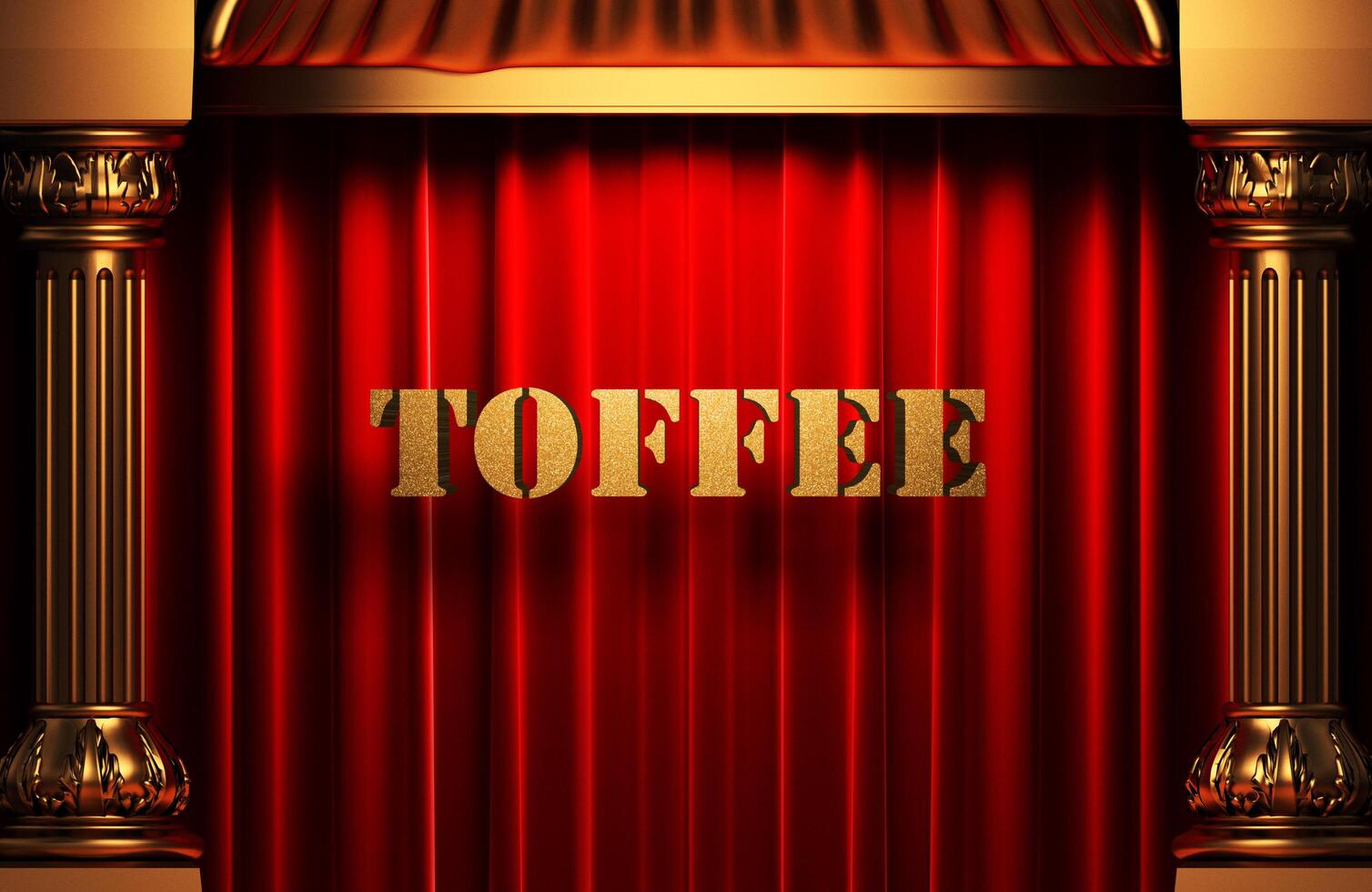 toffee golden word on red curtain 6710400 Stock Photo at Vecteezy