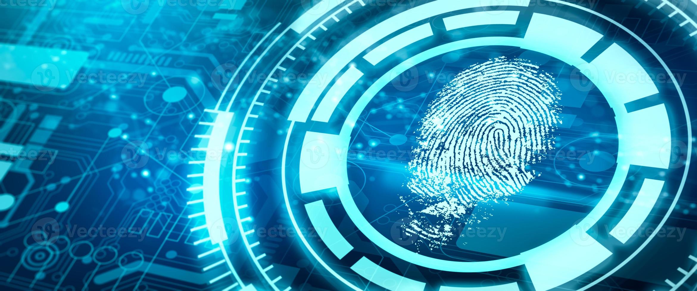 Authentication by Fingerprint recognition. Biometric. Security system. photo