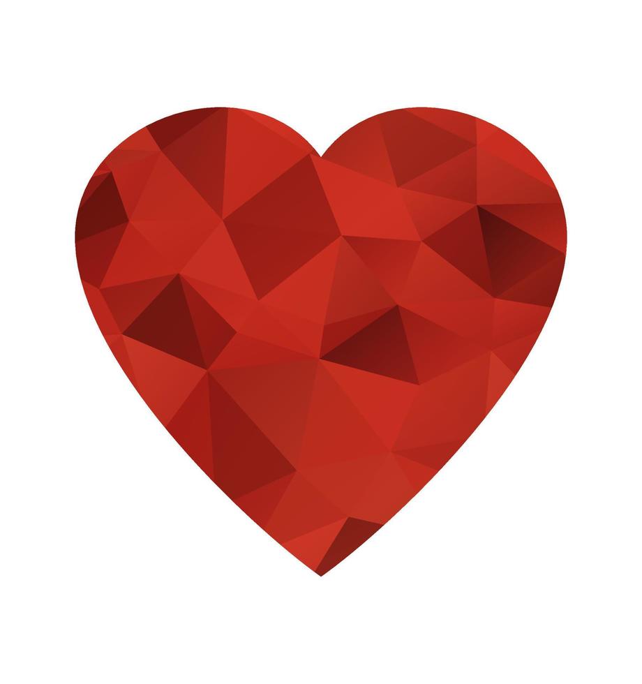 Vector illustration, polygon heart, icon isolated on white background