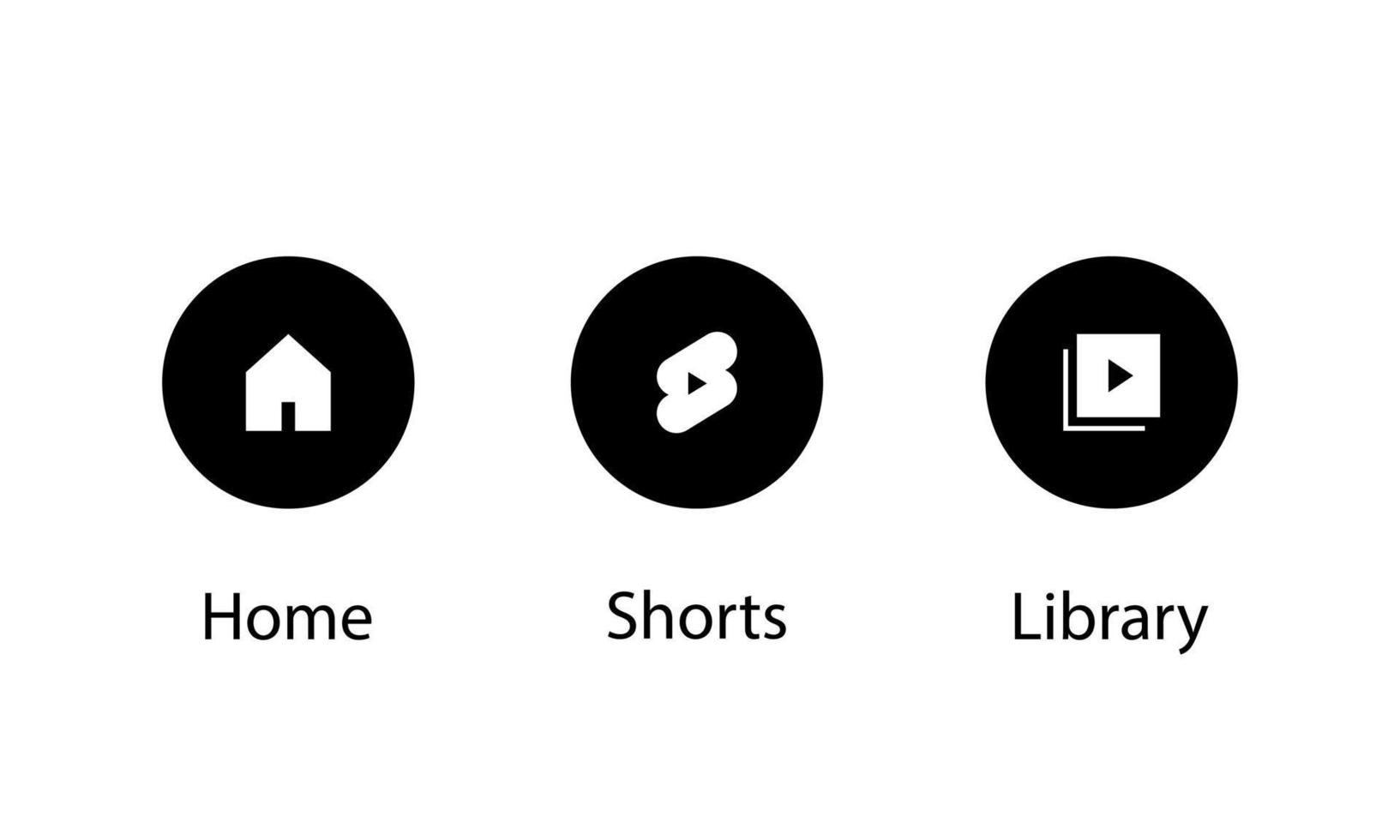 Home, Shorts, and Library Icon Vector in Circle Button