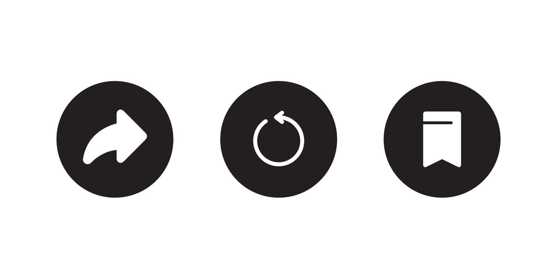 Share, Reload, and Save Icon Vector. Menu Icons of Streaming App vector