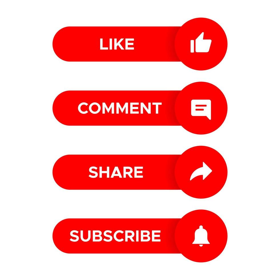 Like, Comment, Share and Subscribe Button Icon Vector