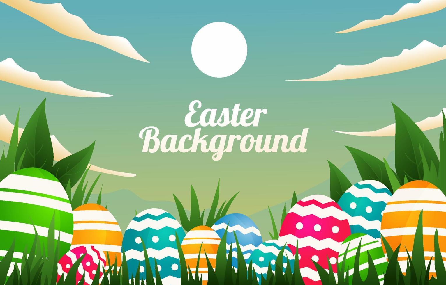 Background of Easter Egg on Colorful Sky vector