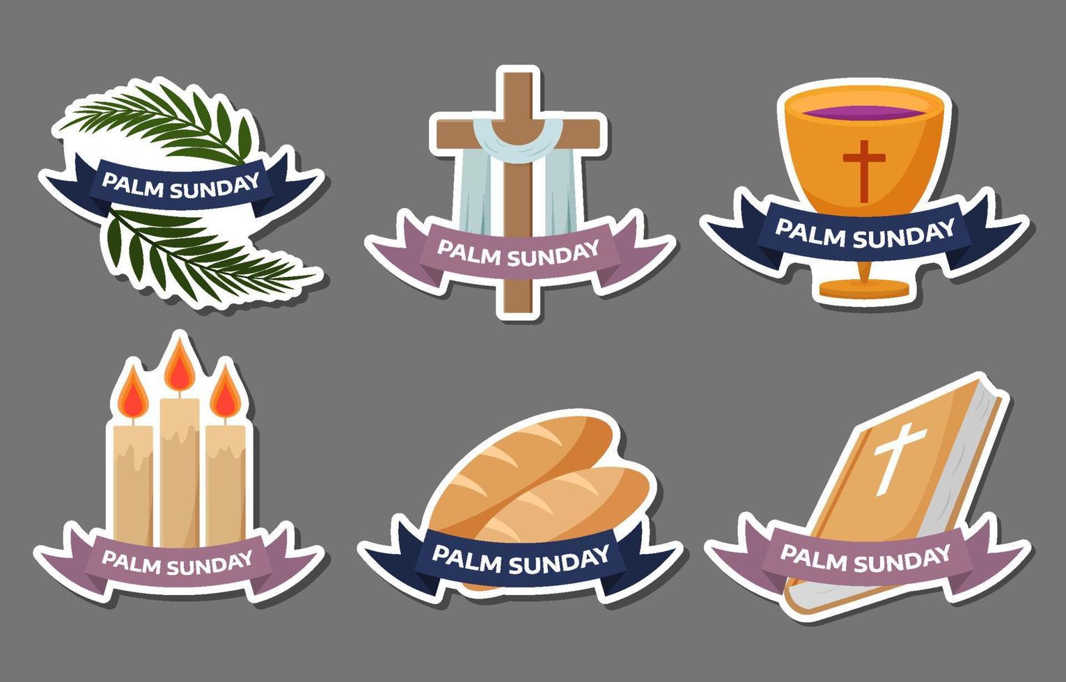 Collection of Holy Week Palm Sunday Sticker Pack vector