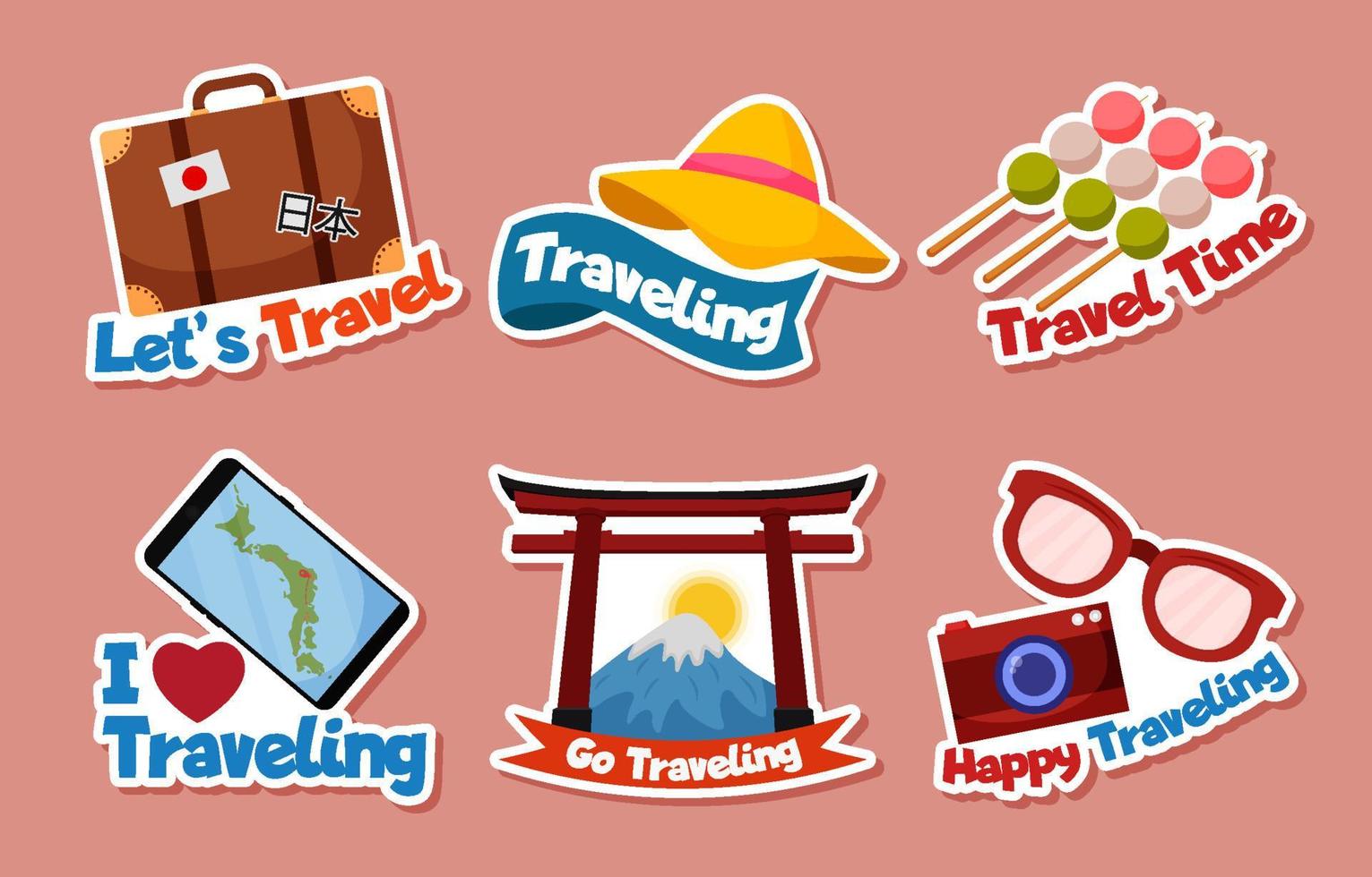 Japan Themed Traveling Sticker for Journaling vector