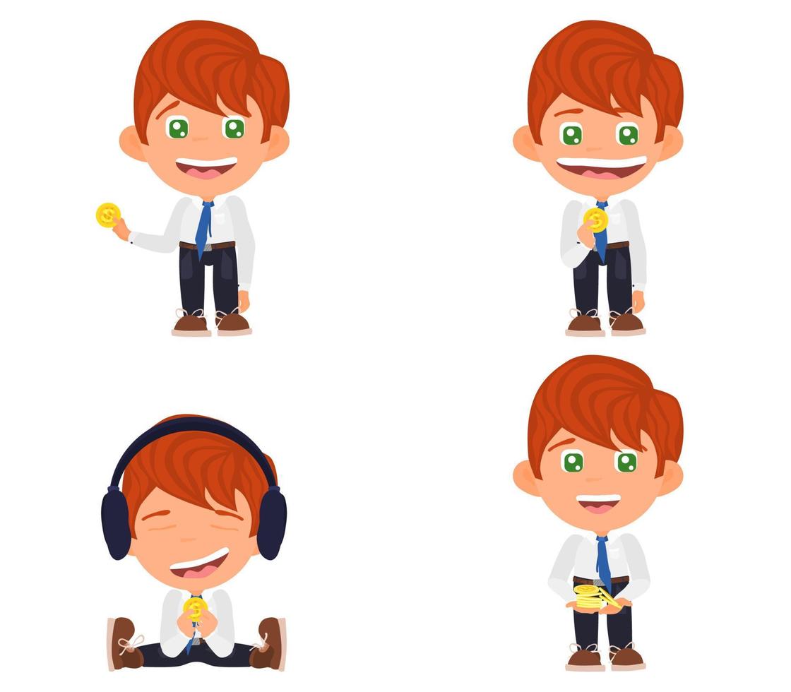redhead office worker with money in hands.vector vector