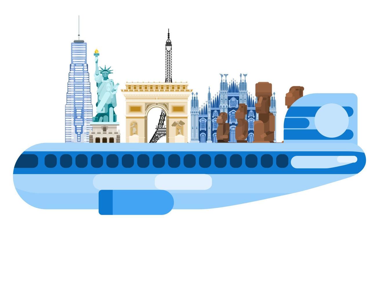 airplane and world attractions tourism. vector new