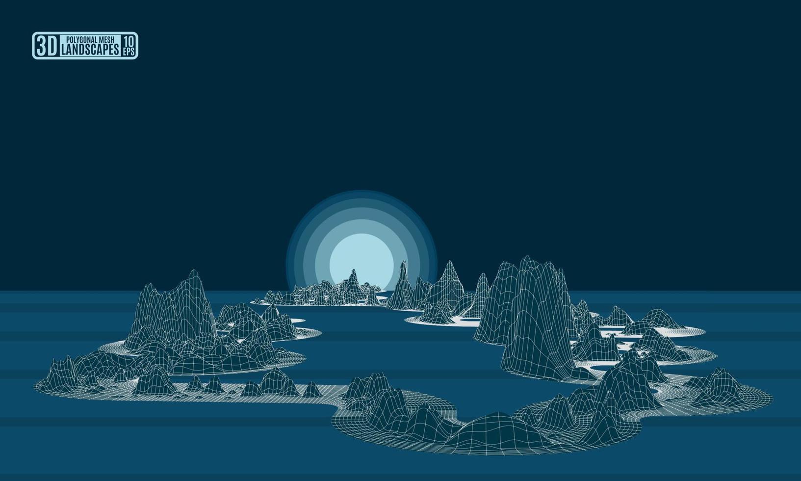 abstract blue neon background mountains background vector