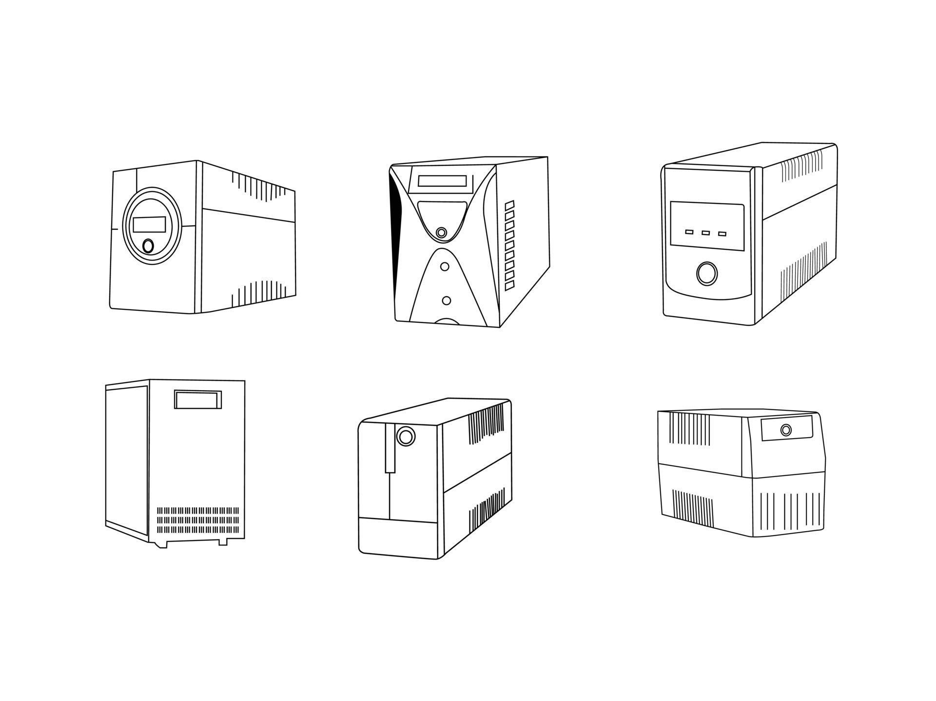 Grey Uninterruptible power supply UPS icon isolated on white background