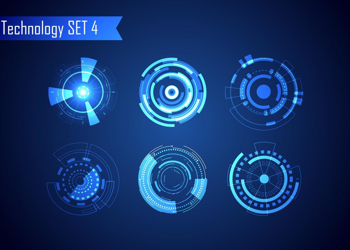 Set of Circle Abstract Digital Technology UI Futuristic HUD Virtual Interface Elements Sci- Fi Modern for Theme Technology, Game Control,  Elements of Background Hi-tech or Design vector