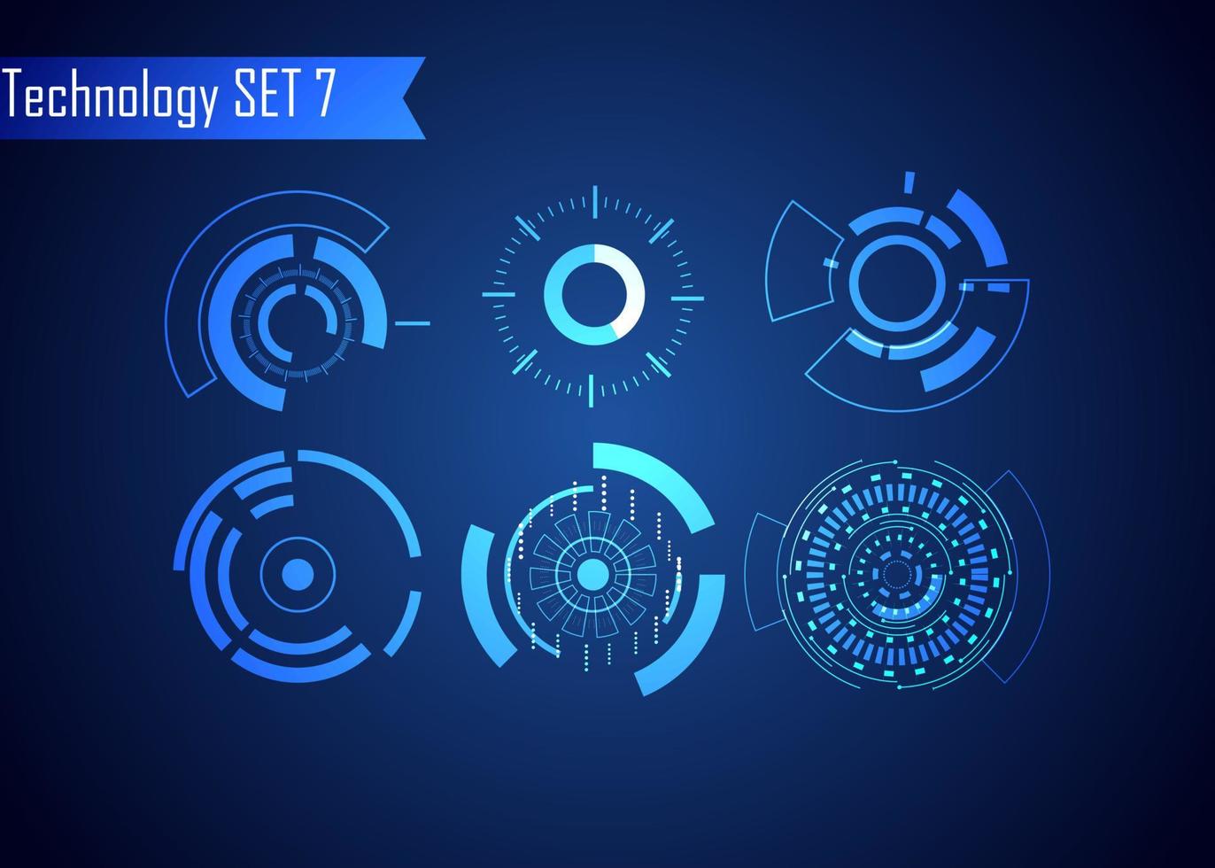 conjunto de tecnología digital abstracta de círculo ui futurista hud elementos de interfaz virtual ciencia ficción moderna para tecnología temática, control de juegos, elementos de fondo de alta tecnología o diseño vector