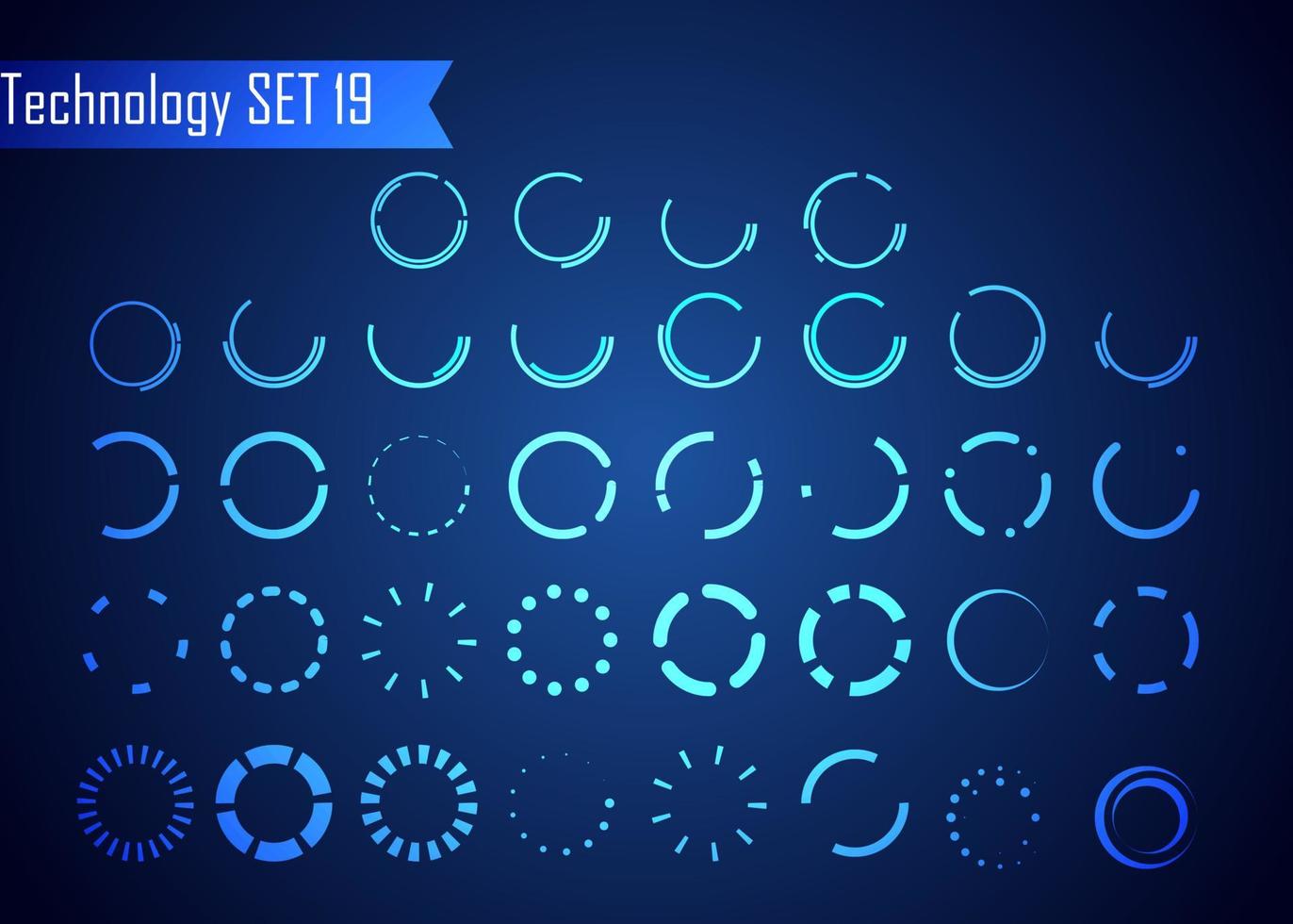 Set of Circle Abstract Digital Technology UI Futuristic HUD Virtual Interface Elements Sci- Fi Modern for Theme Technology, Game Control,  Elements of Background Hi-tech or Design vector