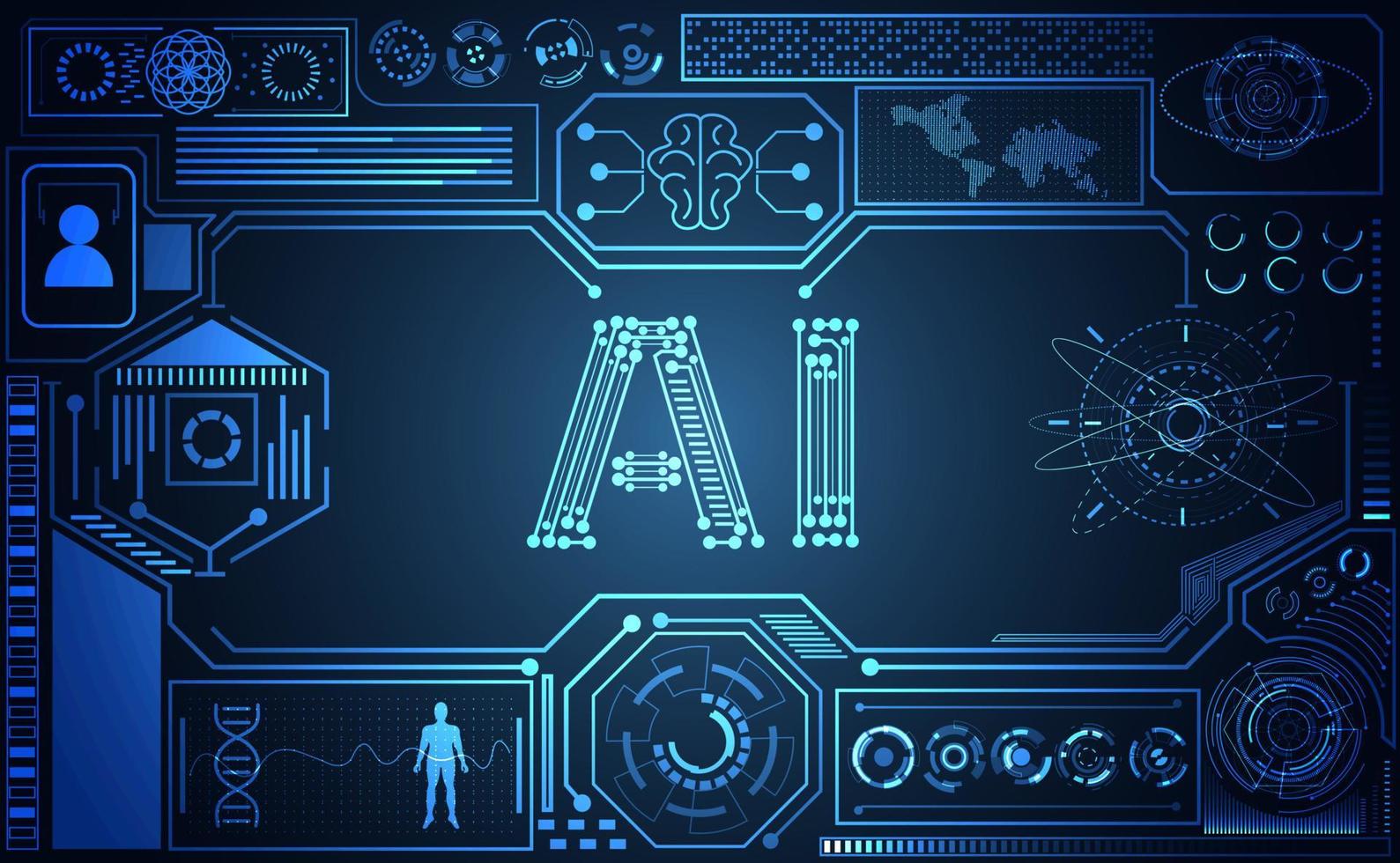 tecnología abstracta ui concepto futurista ai hud interfaz holograma elementos de gráfico de datos digitales, comunicación, informática y porcentaje de vitalidad de círculo innovación en el fondo de diseño futuro de alta tecnología vector