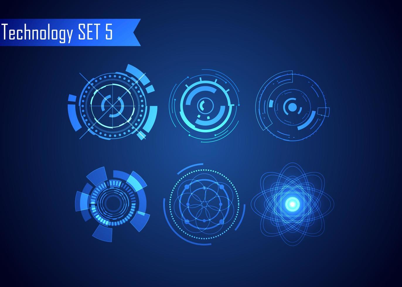 Set of Circle Abstract Digital Technology UI Futuristic HUD Virtual Interface Elements Sci- Fi Modern for Theme Technology, Game Control,  Elements of Background Hi-tech or Design vector