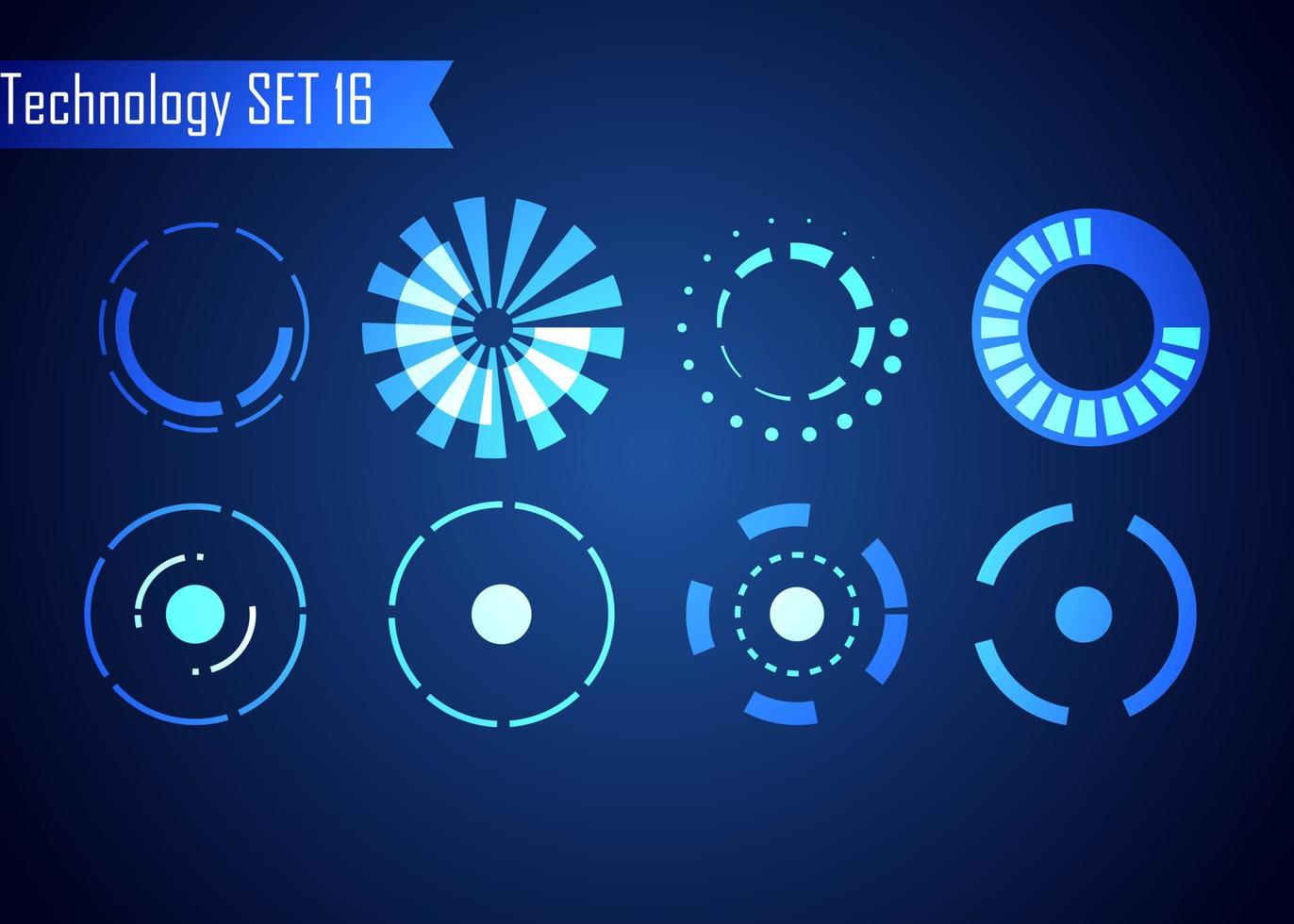 Set of Circle Abstract Digital Technology UI Futuristic HUD Virtual Interface Elements Sci- Fi Modern for Theme Technology, Game Control,  Elements of Background Hi-tech or Design vector