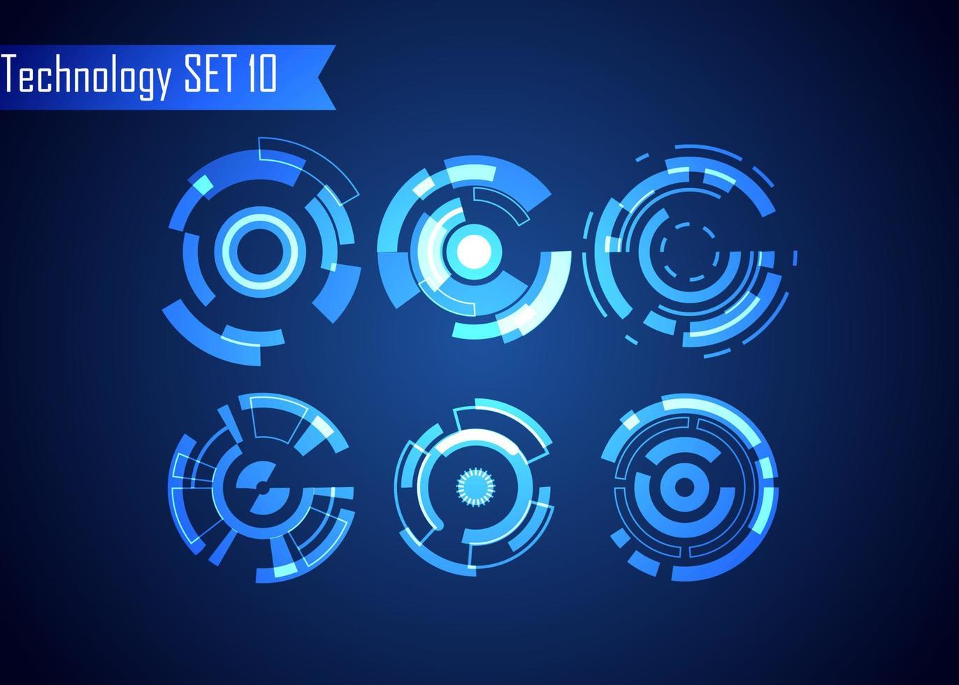 Set of Circle Abstract Digital Technology UI Futuristic HUD Virtual Interface Elements Sci- Fi Modern for Theme Technology, Game Control,  Elements of Background Hi-tech or Design vector