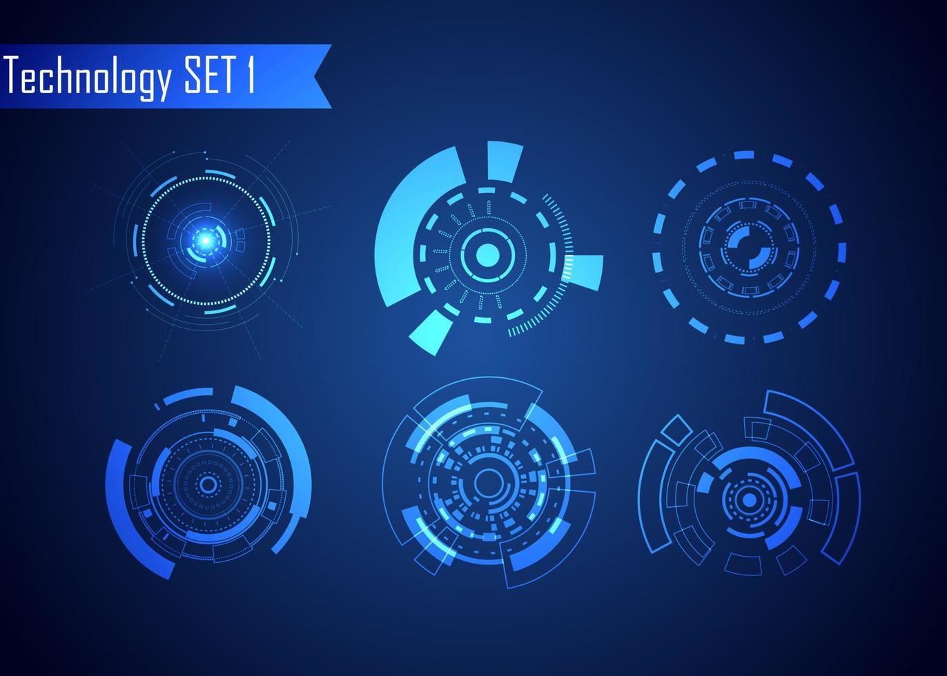 conjunto de tecnología digital abstracta de círculo ui futurista hud elementos de interfaz virtual ciencia ficción moderna para tecnología temática, control de juegos, elementos de fondo de alta tecnología o diseño vector