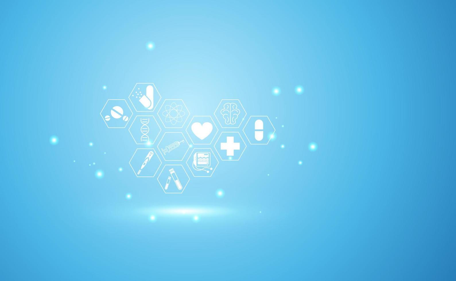Abstract health medical science healthcare icon digital technology science concept modern innovation,Treatment,medicine on hi tech future blue background. for wallpaper, template, web design vector