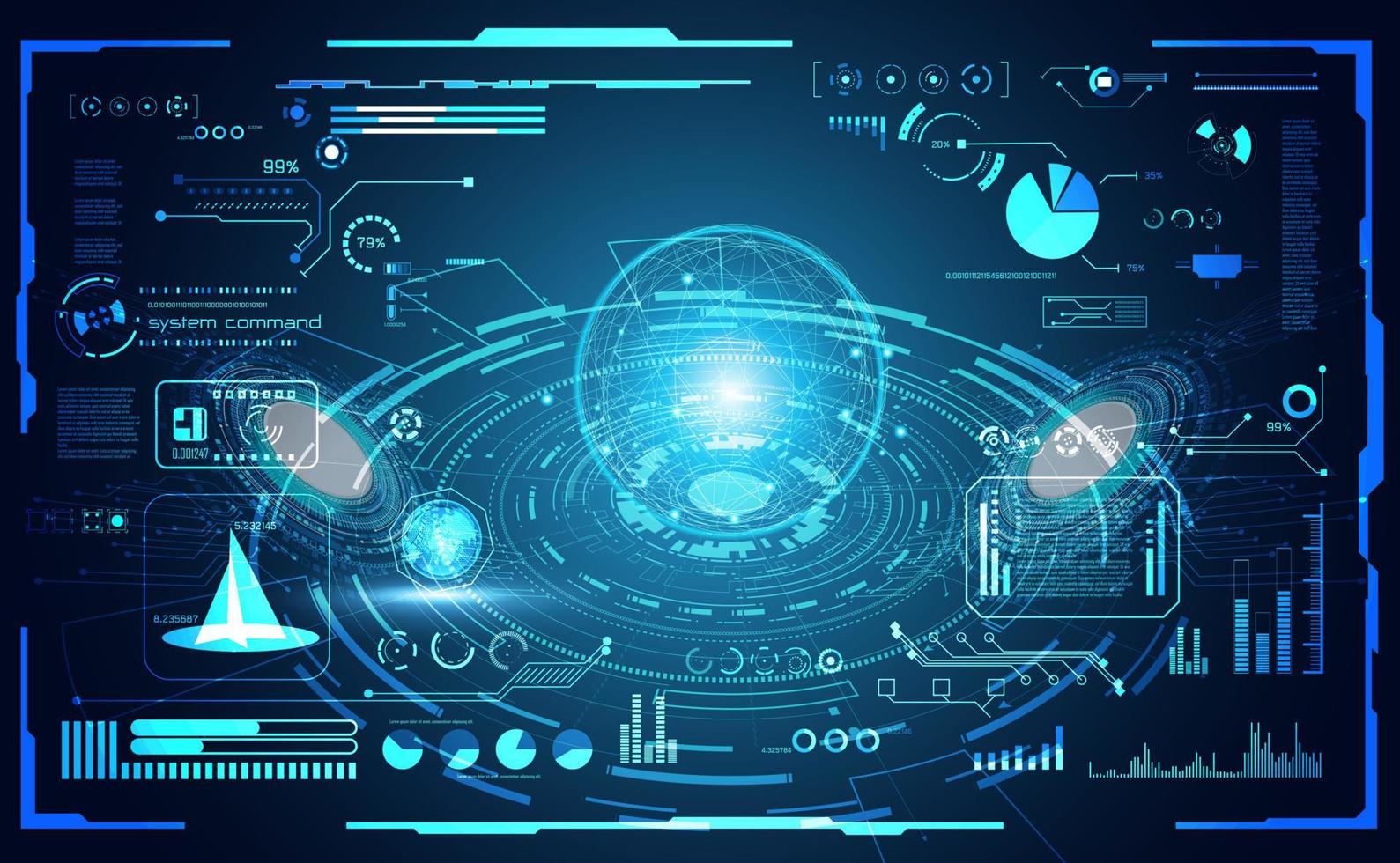 abstract technology ui futuristic concept hud interface hologram elements of digital data chart, communication, computing and circle percent vitality innovation on hi tech future design background vector