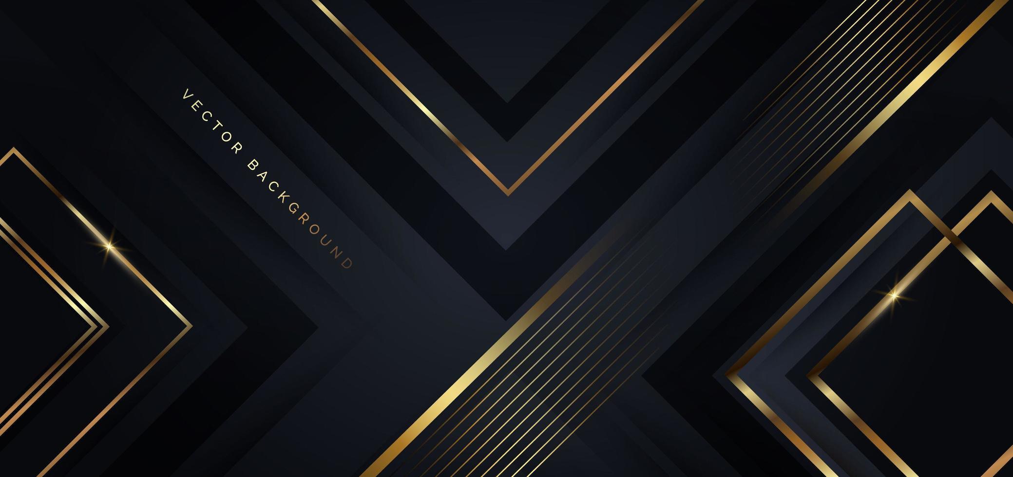 Abstract template black and grey geometric oblique with golden line layer on black background. Luxury style. vector