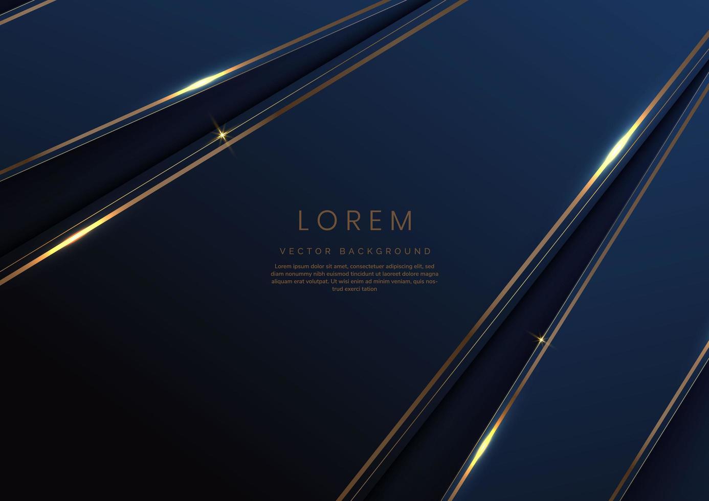 Elegant diagonal blue luxury background with golden border. Template premium award design. vector