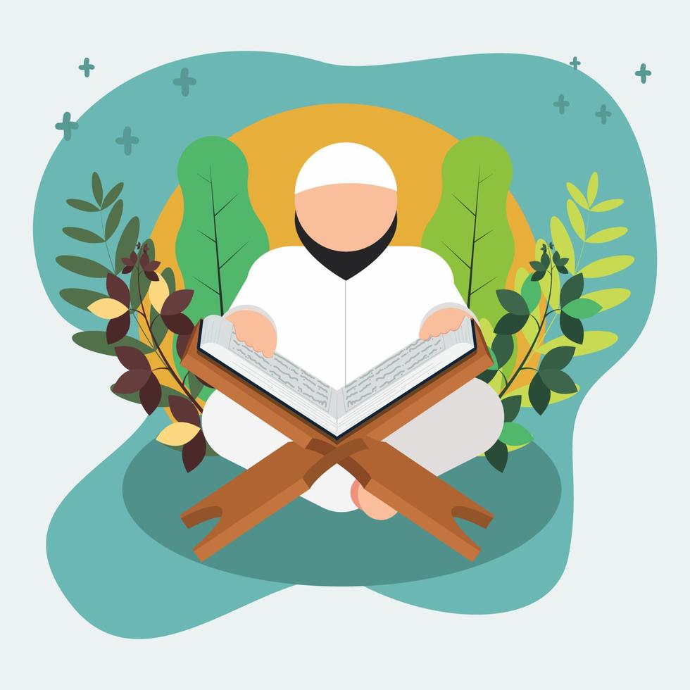 Man reciting al quran vector illustration