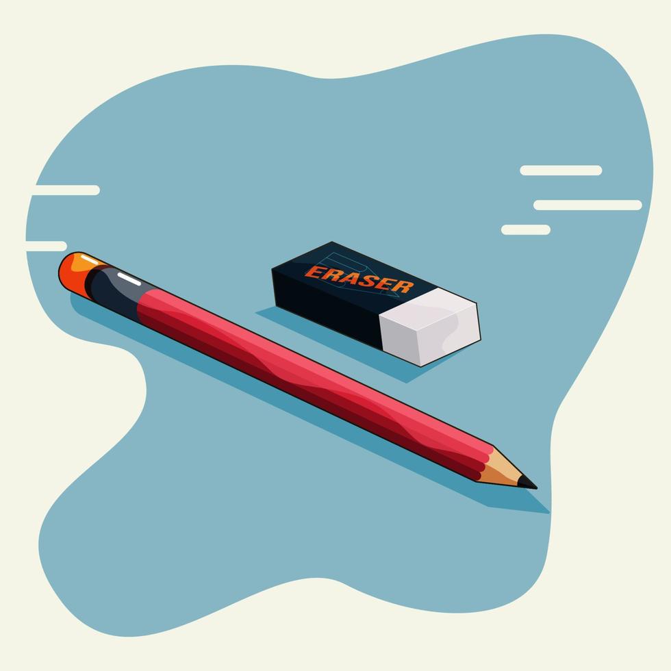 Pencil and eraser vector illustration