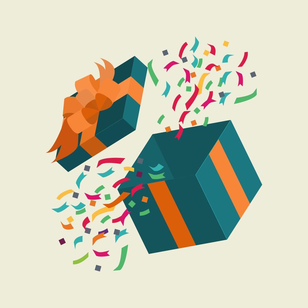 Ilustración de vector de diseño de caja de regalo abierta