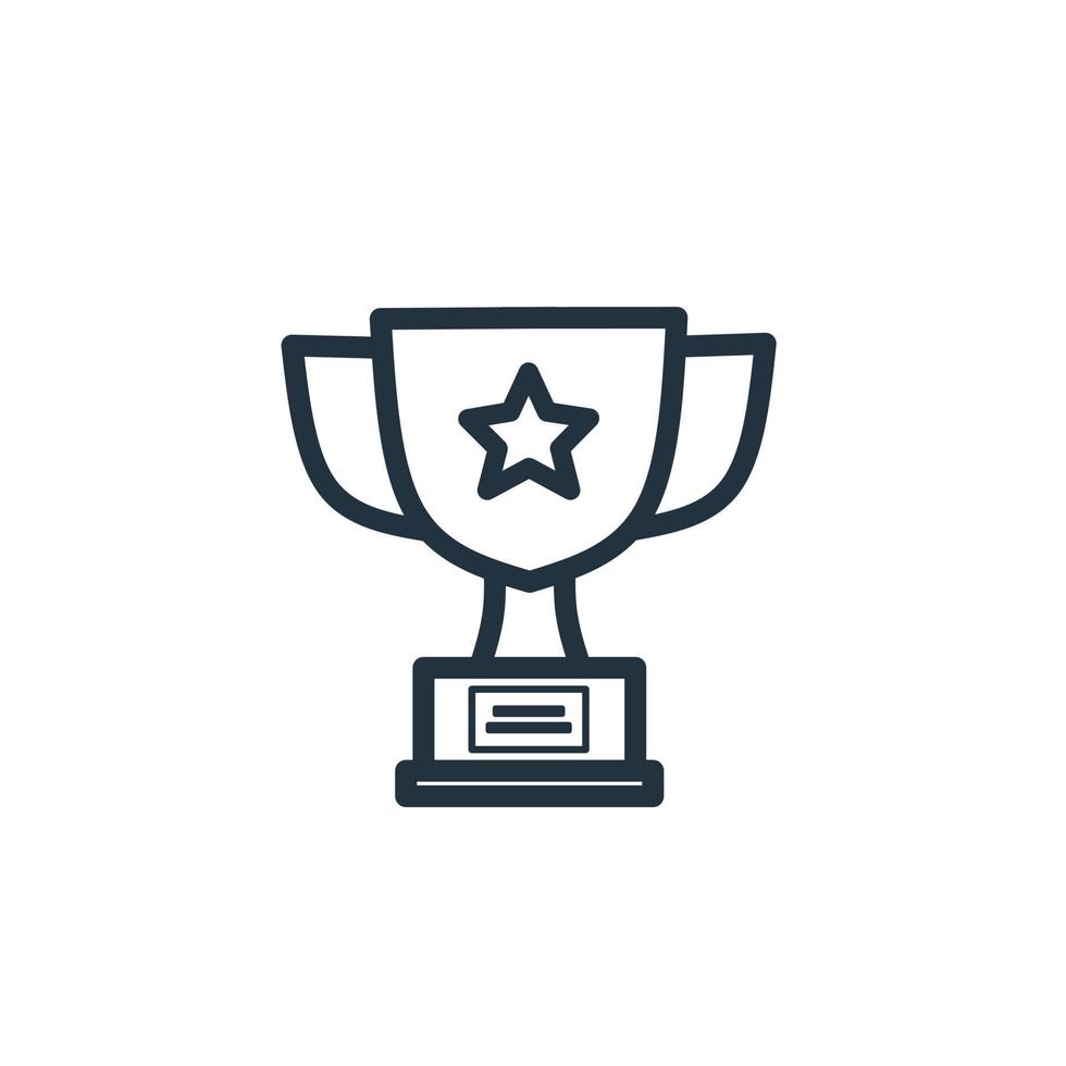 Thin linear trophy line icon isolated on a white background. Trophy or award symbol design for web and mobile apps. Line vector sign