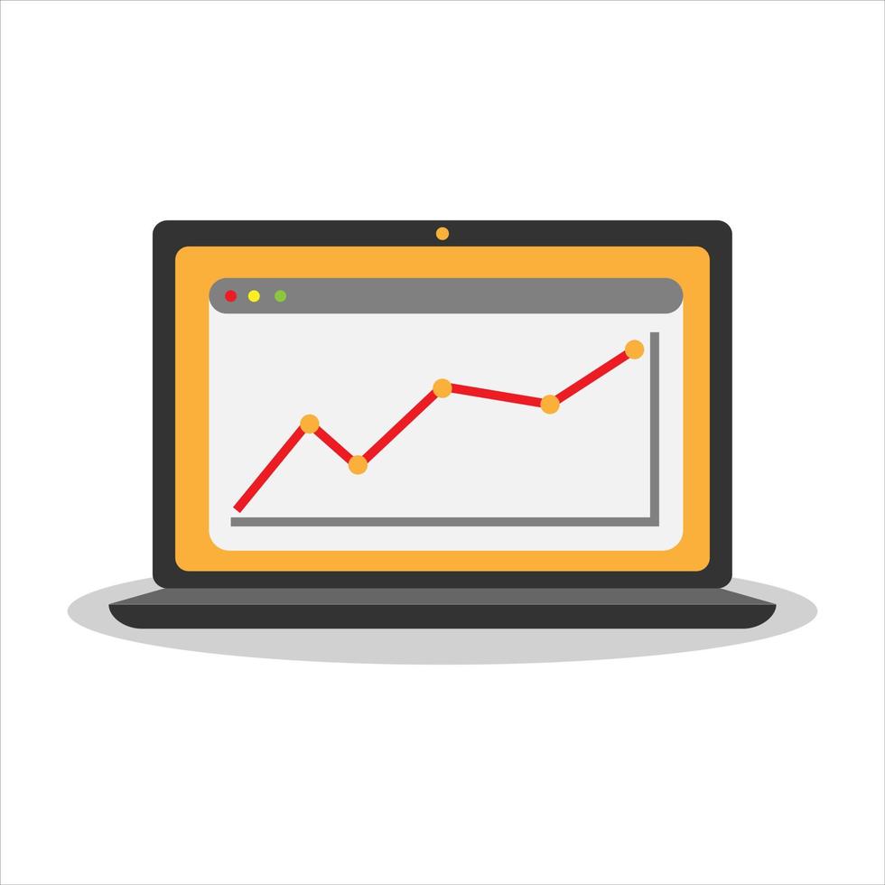 Sales, increase money growth icon, progress marketing. Laptop screen. Cartoon minimal style. Flat vector illustration
