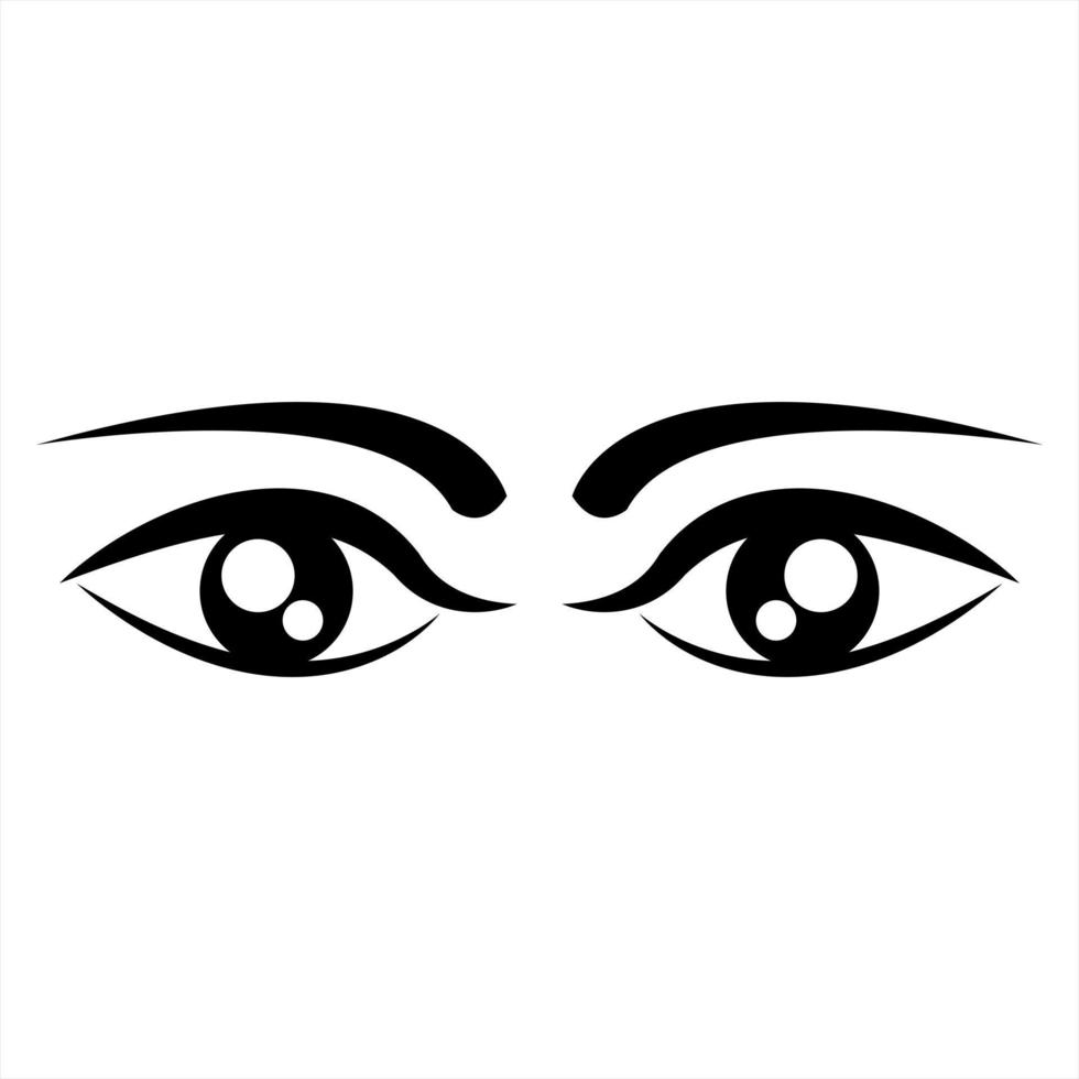 Black and white simple cartoon eye. Vector illustration