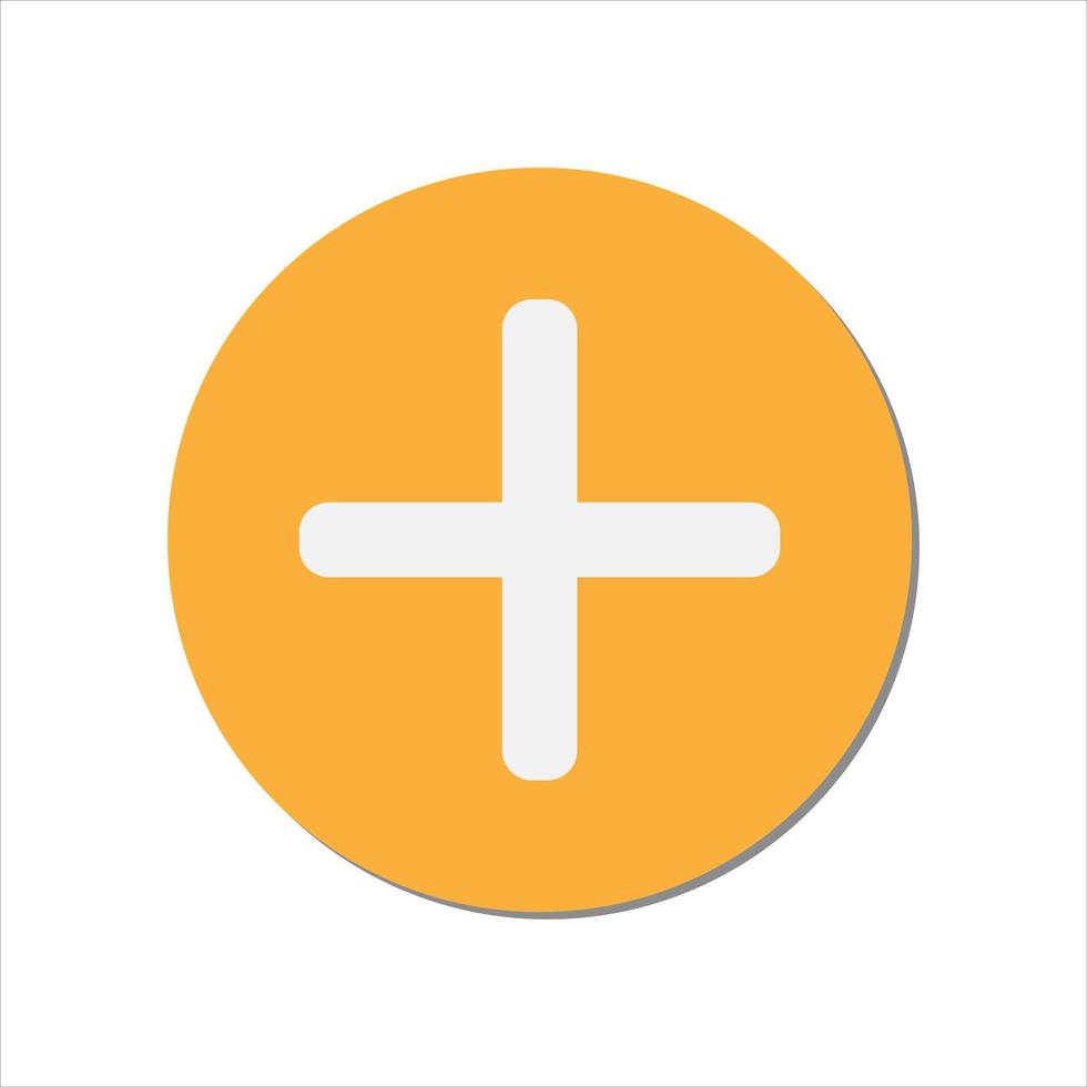 Add, plus, medical cross round button. Flat vector icon. Cartoon minimal style.