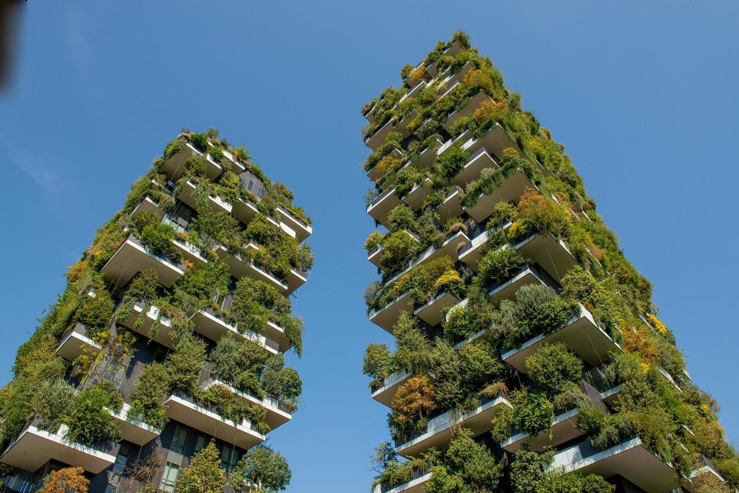 Milan Italy 2018 Vertical forest of Milan, the most innovative skyscraper in the world photo