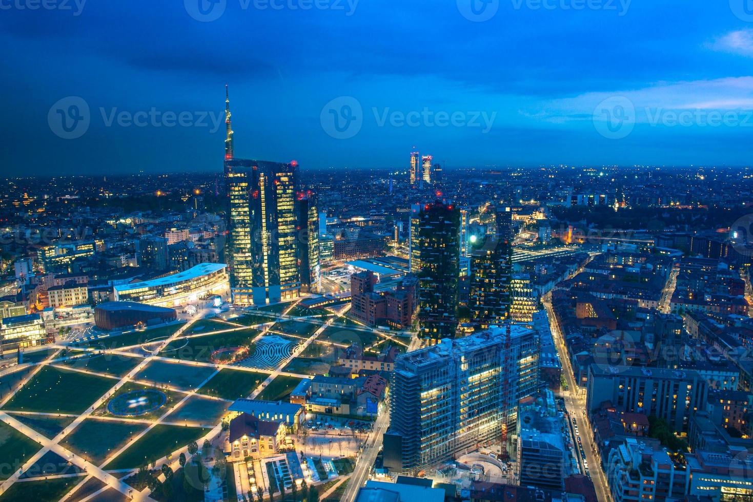 Milan skyline at sunset photo