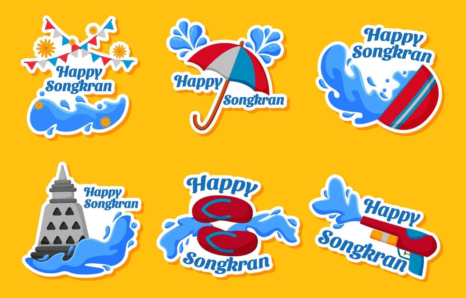 Songkran Festival Sticket Set vector