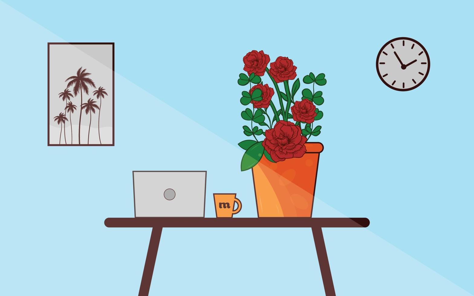 Flower desk digital art illustration vector
