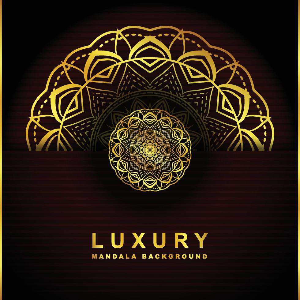 Mandala background design with luxury golden color vector